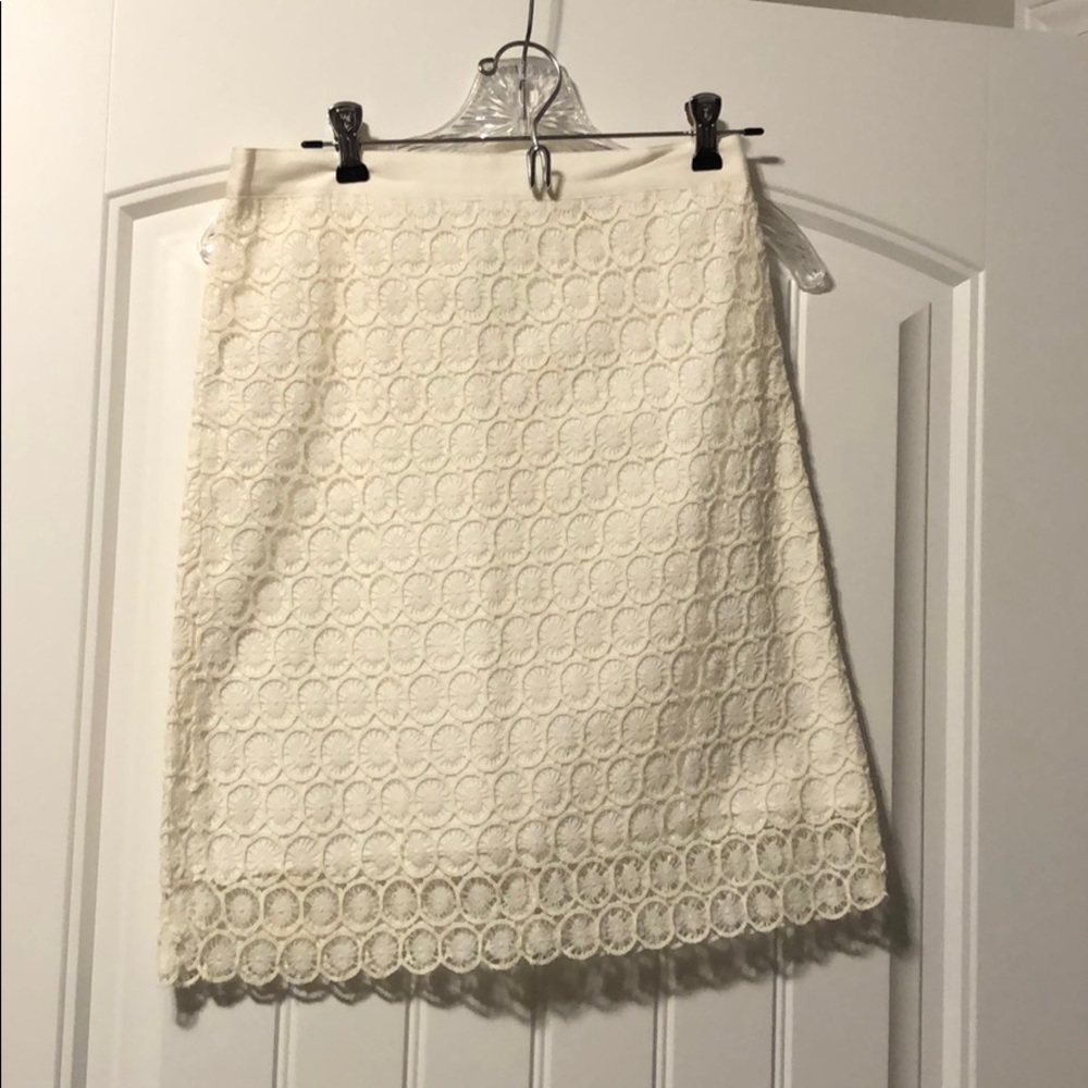 White pencil skirt with lace overlay